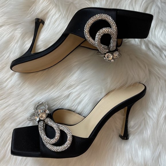 Mach & Mach Satin Double Bow Square Toe Mule - Picture 2 of 3